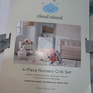 Cloud Island Pink and White Baby Bedding